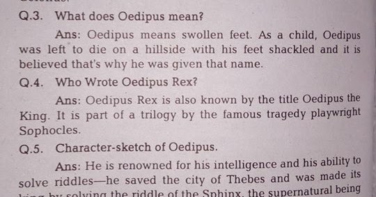 Short Questions Oedipus Rex M.A English UOS ~ Sadaqat Academy