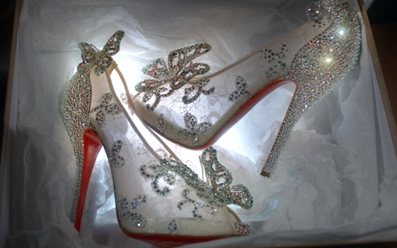Princesa Cinderela Cosplay Espumante Sapatos De Cristal Adultos Lace  Borboleta Mulheres Sapatos De Casamento Salto Fino Bico Fino Salto Alto