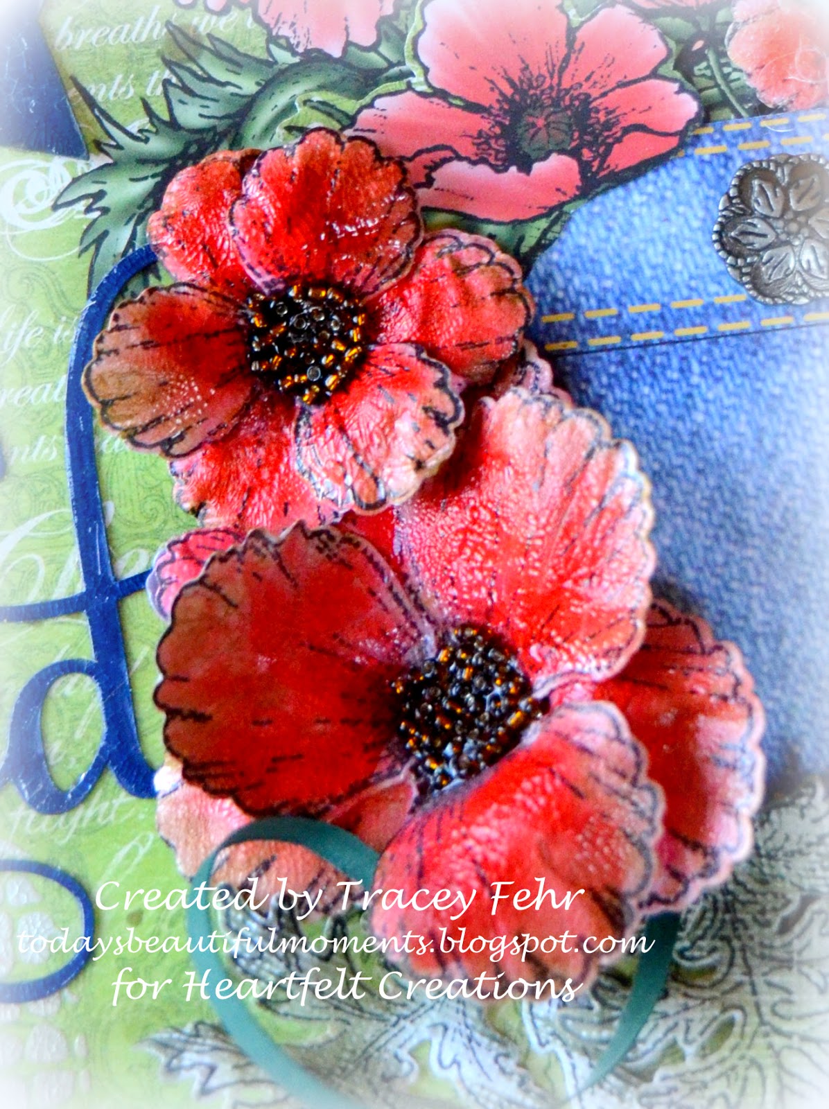 Heartfelt Creations Cling Rubber Stamp Set ~ Blazing Poppy Stems HCPC3677 RETIRED!