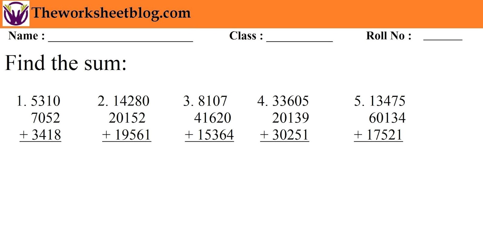 Addition Worksheets For Grade 1 and Grade 2