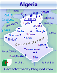 Map of Algeria with surrounding countries