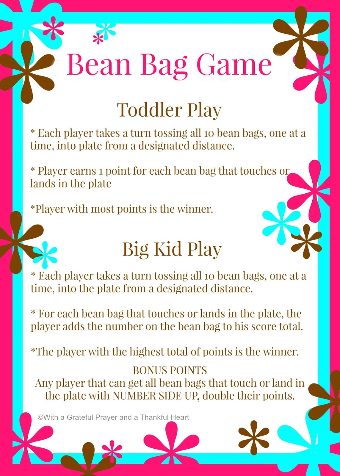 Free Printable Bean Bag Toss Rules Printable Word Searches