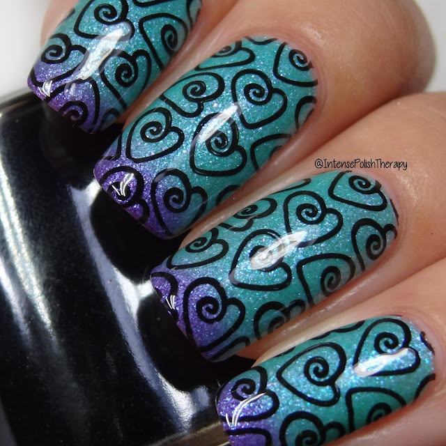Dreamland Lacquer French of the Bird, Uberchic Beauty Love & Marriage 02 & Cre8tion Black Stamping Lacquer