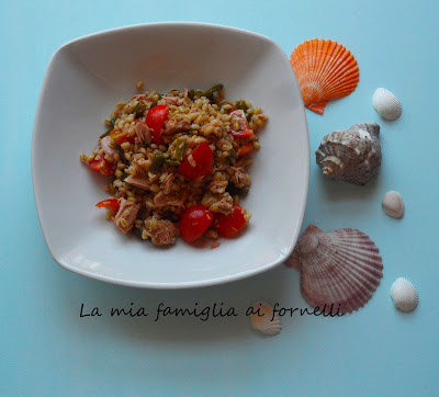 INSALATA DI ORZO CON FAGIOLINI, POMODORINI E TONNO - La mia famiglia ai ...