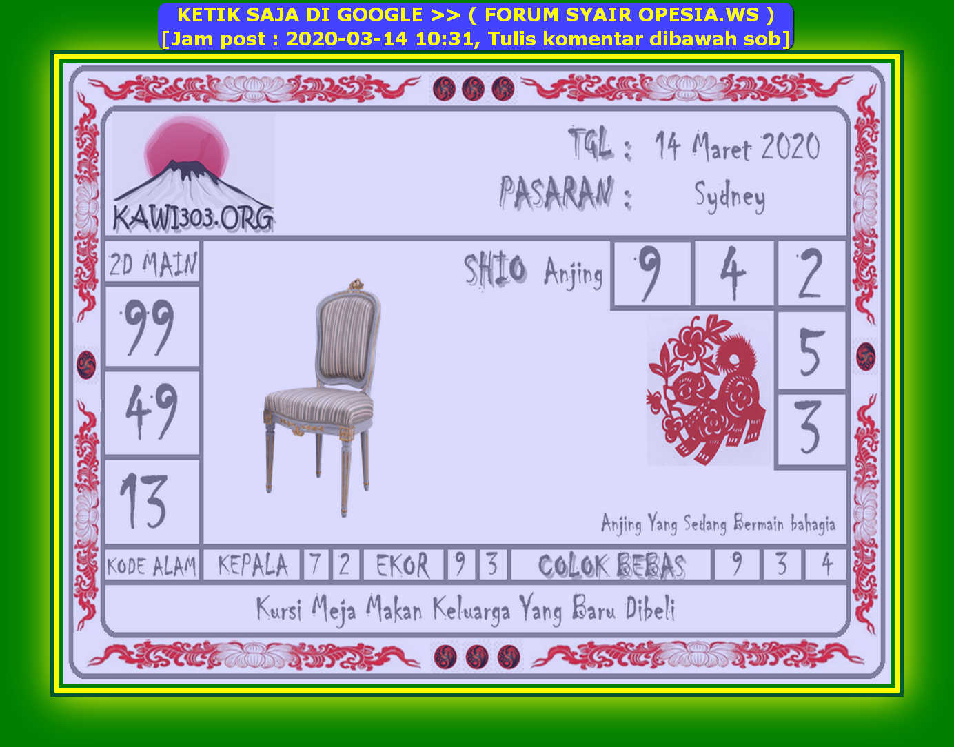 1 New Message Kode Syair Sydney 14 Maret 2020 Forum Syair Togel Hongkong Singapura Sydney