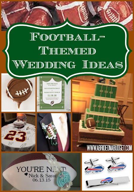 Planning a football-themed wedding? These ideas from www.abrideonabudget.com are GREAT! #footballwedding #weddings #wedding #weddingplanning #sportsthemedwedding