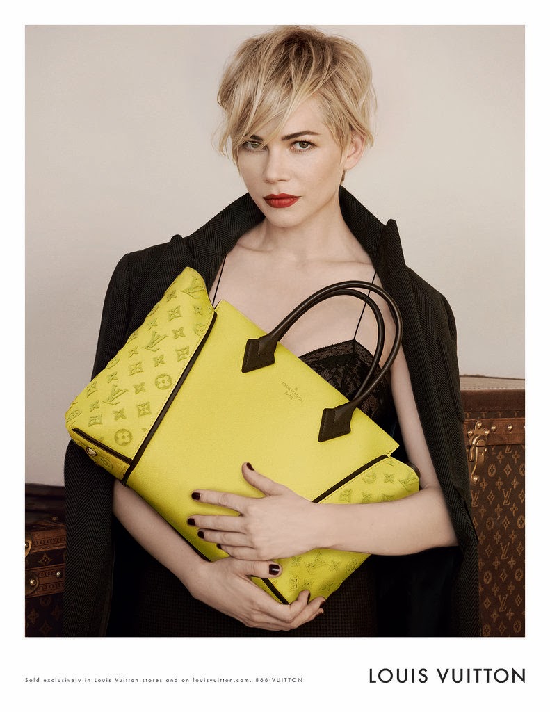 minuet of life: Michelle Williams on W-Totes and Capucines, Louis Vuitton Fall/Winter 2013