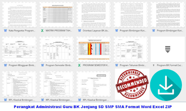 Perangkat Administrasi Guru BK Jenjang SD SMP SMA Format Word Excel ZIP Perangkat Administrasi Guru BK Jenjang SD SMP SMA Format Word Excel ZIP