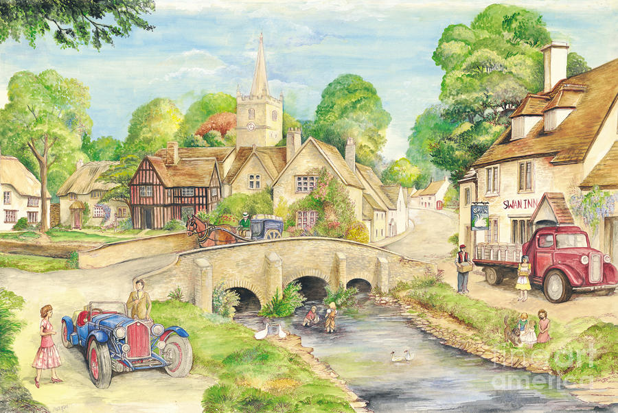 download wallpaper  Old Village Painting