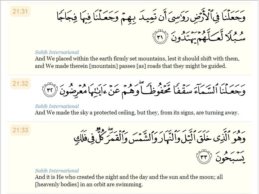 Solar system in the light of Holy Quran