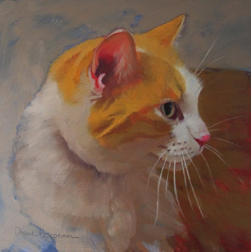 Diane Hoeptner Orange Tuxedo Cat also painting can be a struggle!