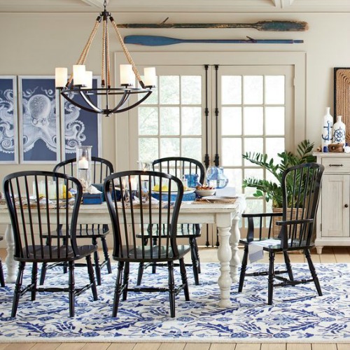 Nautical Dining Room with Rope Chandelier