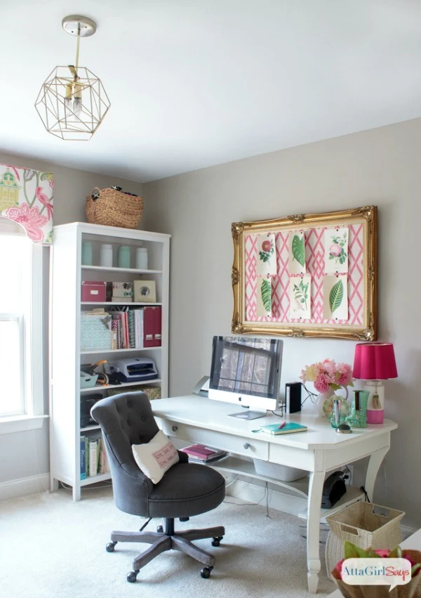 feminine home office and craft room