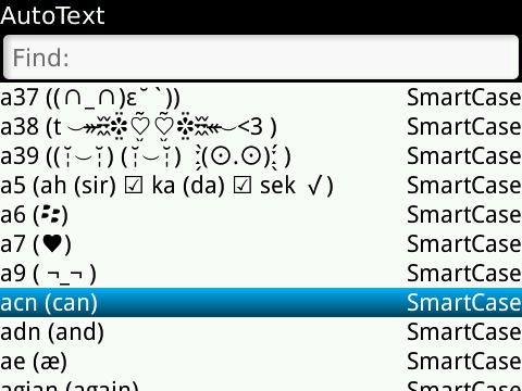Auto Text dan Symbol Blackberry Terlengkap