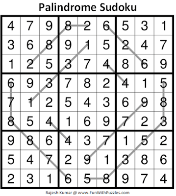 Answer of Palindrome Sudoku Puzzle (Fun With Sudoku #364)