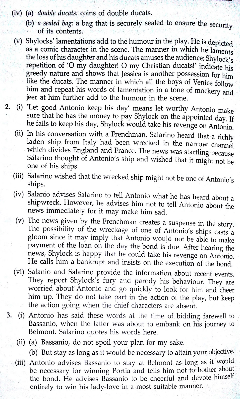 Workbook Answers/Solutions of The Merchant of Venice, Act 2 Scene 8