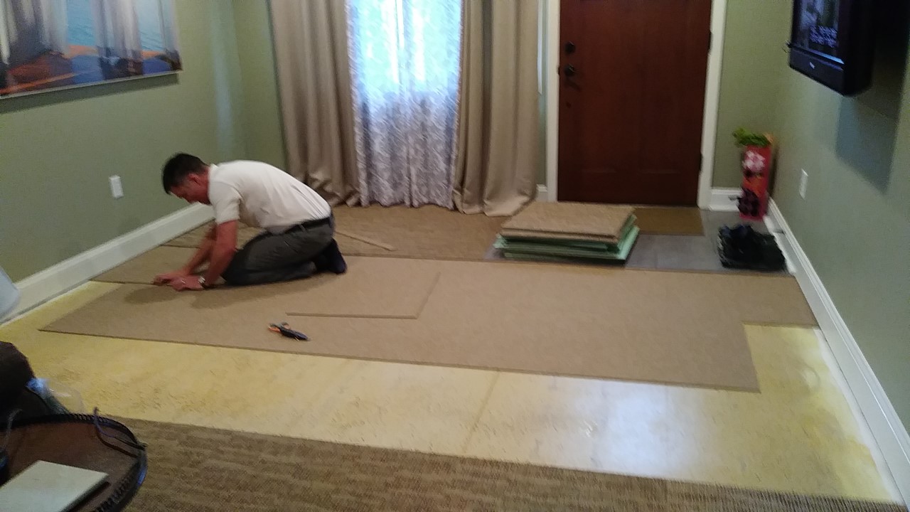 The OnLine Buzzletter Home Project Laying Carpet Squares!