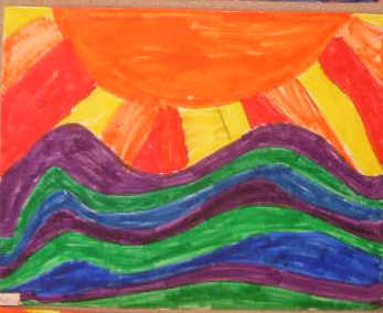 Art Class Ideas: Warm and Cool Colored Sunset