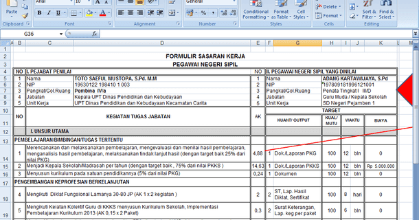 Aplikasi Skp Kepala Sekolah Format Microsoft Excel