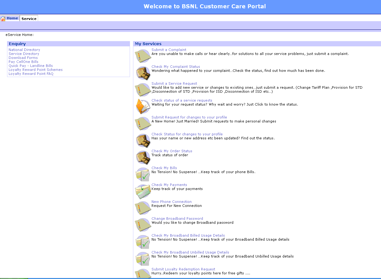 BSNL Selfcare Portal Registration For Online Customer Care SA POST