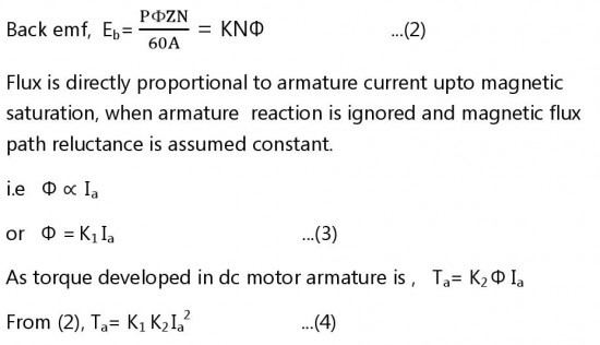 dc series motor characteristics equation