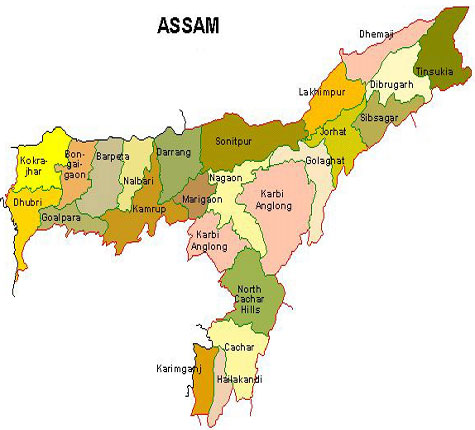 Assam map, assam districts map,asom map