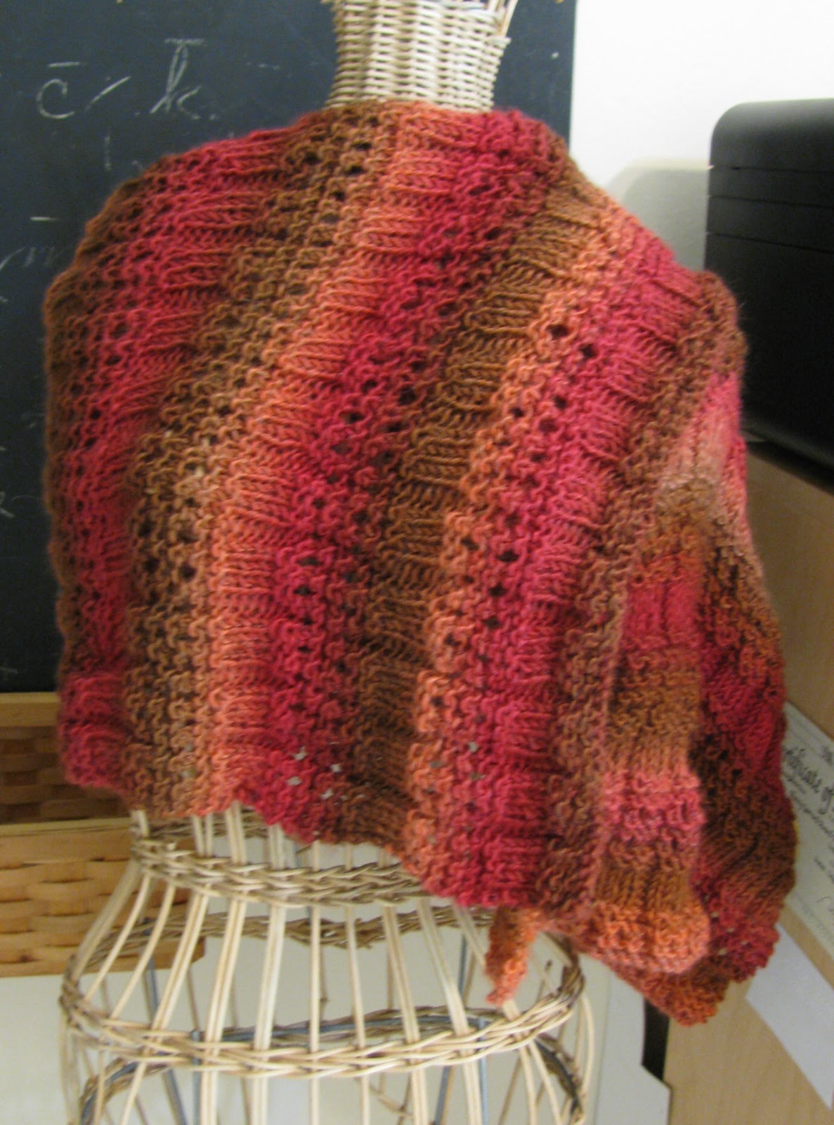 Yarn Over, Knit 2 Together Chocolate Raspberry Stole
