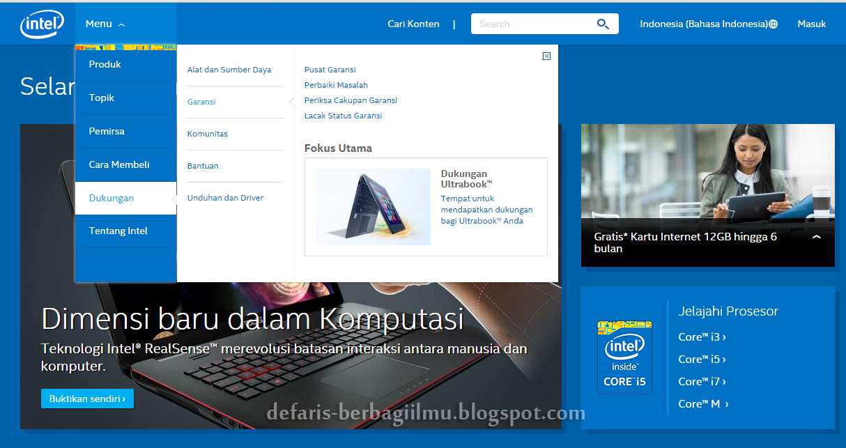 Halaman utama Intel berbahasa Indonesia