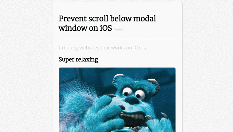 Prevent scroll below modal window on iOS preview