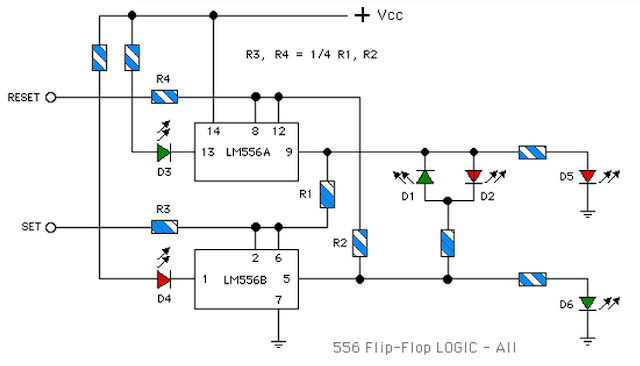 LM556 Flip-Flop Truth Table