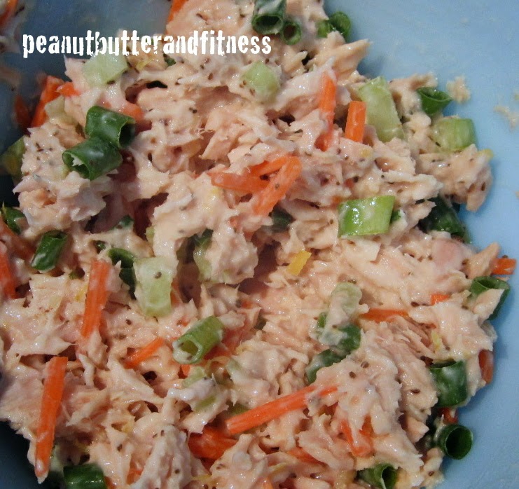 Healthy Tuna Salad on English Muffin Peanut Butter and Fitness