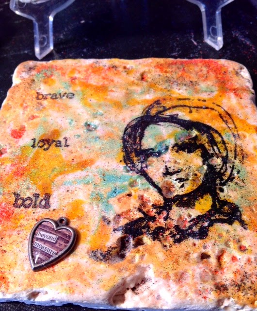 Muses and Dreams Stone Tile Mixed Media Style