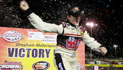 Ty Dillon celebrates his first career series win in Victory Lane at Gresham Motorsports Park