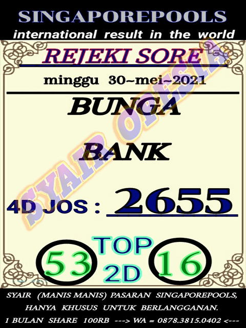 Syair Sgp Hari Ini Minggu 30 Mei 2021 Opesia Official