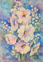 rice paper watercolor workshop blues floral martha kisling
