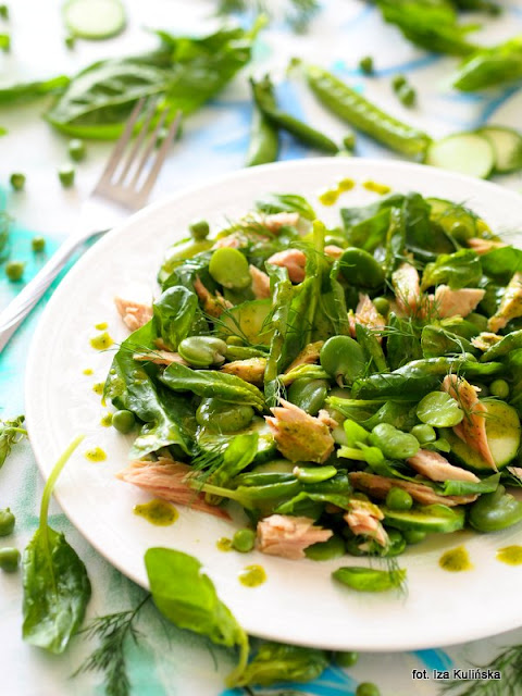 zielona sałatka, z tuńczykiem, lunch, samo zdrowie, zielono mi