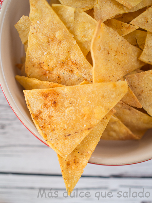 Más dulce que salado Nachos caseros con tortillas de maíz. Vídeo receta