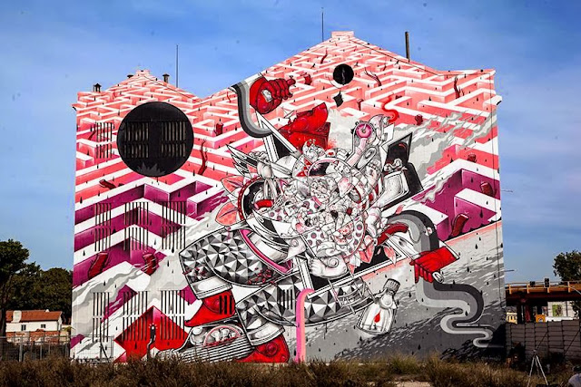 New Street Art Mural By How & Nosm For Underdgos in Lisbon, Portugal. 1