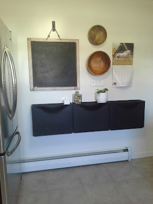 Ikea Trones in the kitchen for recycling, stainless steel refrigerator DIY Chalkboard