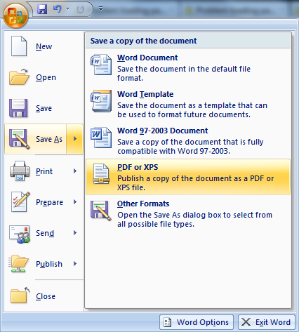 save as pdf or xps