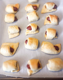 Pigs in a blanket with a ketchup glaze