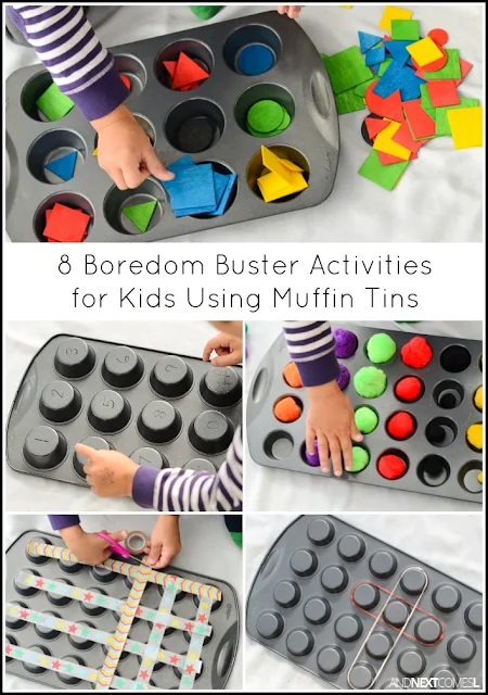 Boredom busters for kids using muffin tins from And Next Comes L