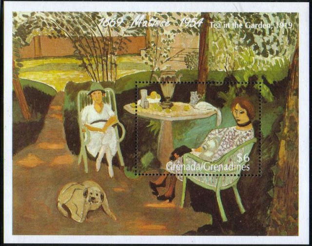 年度不明1995年グレナダ領グレナディーン諸島 アンリ・マティス『Tea in the Garden』の切手シート