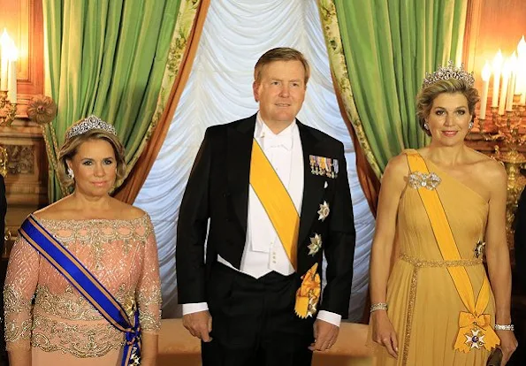 Grand Duke Henri and Grand Duchess Maria Teresa held a state banquet. Princess Stéphanie and Prince Guillaume. Diamond Tiara and earrings