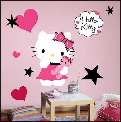 Hello Kitty bedroom ideas - Hello Kitty bedroom decor - Hello Kitty bedroom decorating - Hello Kitty bedroom furniture - Hello Kitty Wallpaper Mural - Hello Kitty Throw Pillows - Hello Kitty bedding - Hello Kitty Rugs