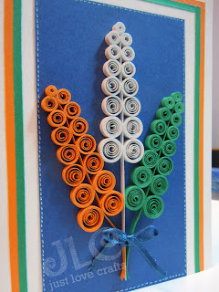 Presenting - 10+ Tricolor Paper Quilling ideas for India's Independence Day - Tricolor cards, flowers , earrings all using paper strips