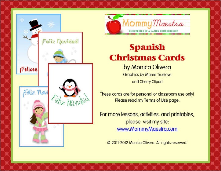 Mommy Maestra Spanish Christmas Cards {Printable}