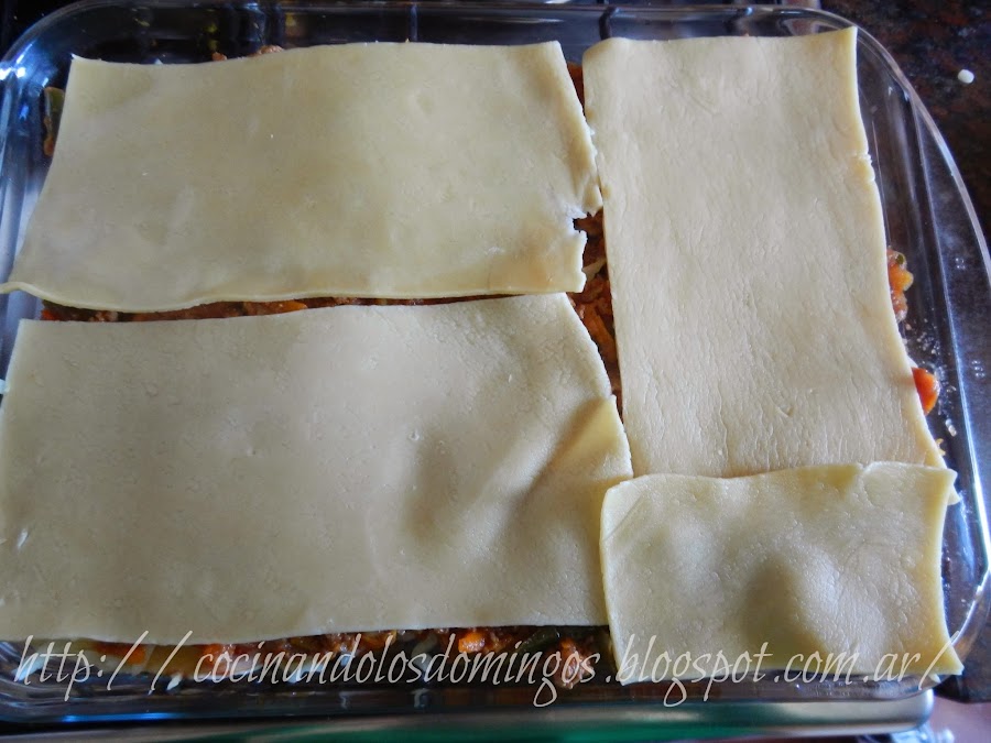 lasaña de carne y vegetales