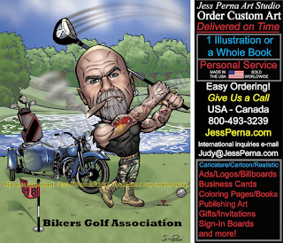 Golfer Biker Caricature 