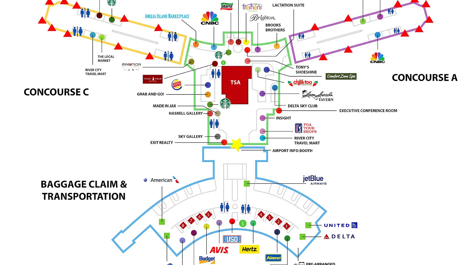 Jacksonville International Airport Terminal Map